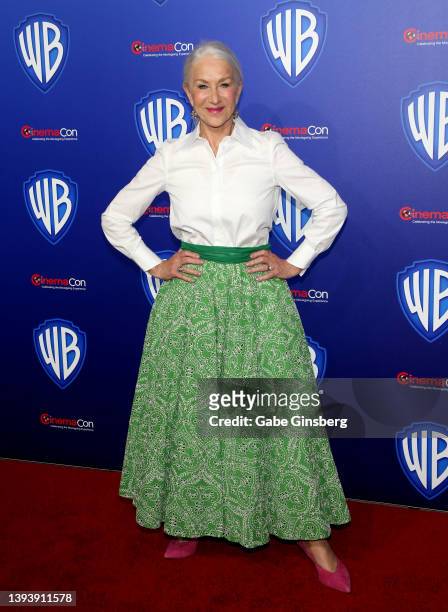 Actress Dame Helen Mirren DBE attends Warner Bros. Pictures "The Big Picture" presentation at Caesars Palace during CinemaCon 2022, the official...