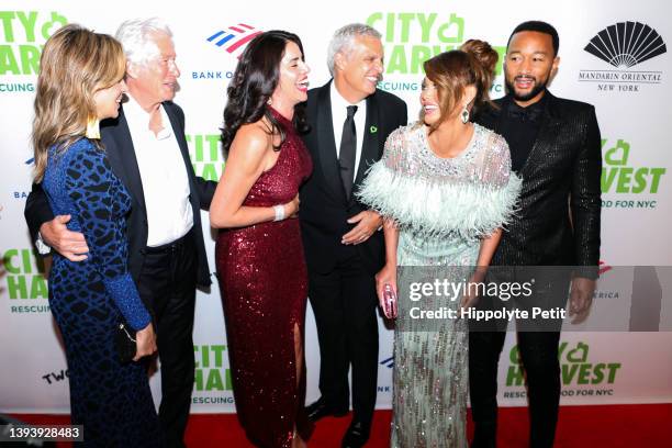 Alejandra Silva, Richard Gere, Sandra Ripert, Éric Ripert, Chrissy Teigen and John Legend attend the 2022 City Harvest "Red Supper Club" Fundraising...