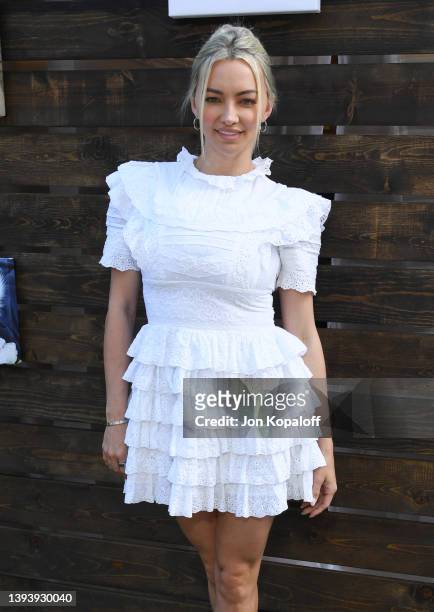 Lindsey Pelas attends Kathy Hilton x Halo Dog Collar National Pet Month Garden Party on April 26, 2022 in Bel Air, California.