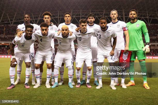 Starting eleven during a FIFA World Cup qualifier game between Costa Rica and USMNT at Estadio Nacional de Costa Rica on March 30, 2022 in San Jose,...