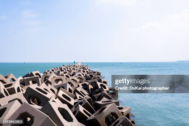 protection concrete barriers - groyne photos et images de collection