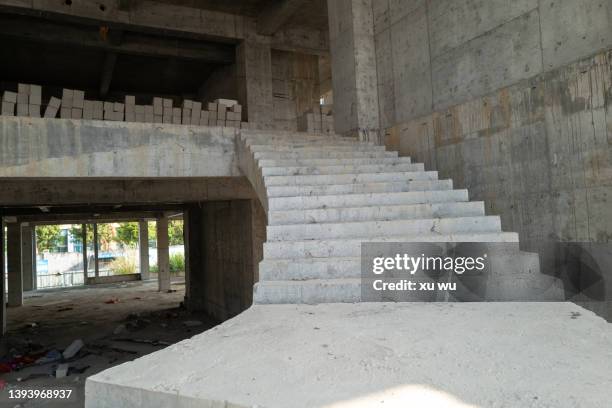 modern architecture concrete wall stairs - cement floor stock pictures, royalty-free photos & images