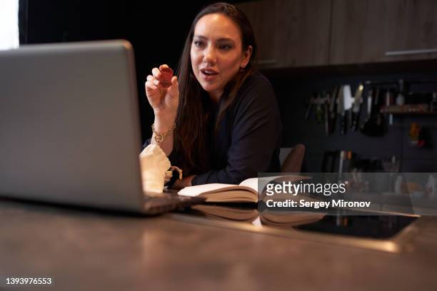 woman reading future of online customer - fortune teller table stock pictures, royalty-free photos & images