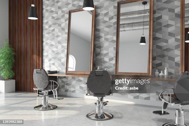 modern hair salon barber shop - barber shop stockfoto's en -beelden