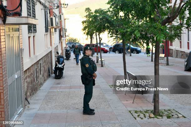 An agent during an operation against drug trafficking in Ceuta and Campo de Gibraltar, in Barriada Pedro La Mata, on April 27 Ceuta, Spain. During...