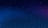 Night starry sky. Spark in galaxy, distant constellations and stellar lights. Winter space with shine stars, magic universe. Exact vector starred background