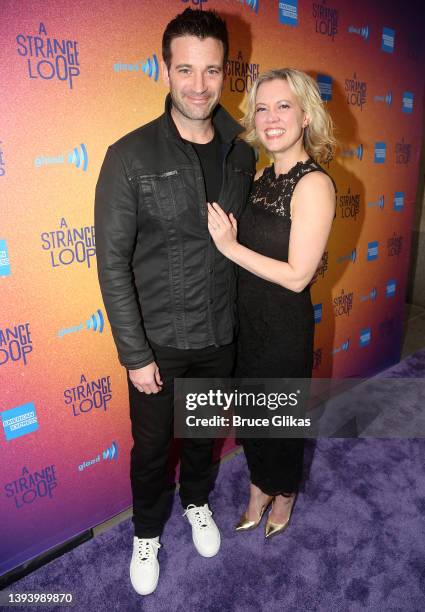 Colin Donnell and Patti Murin pose at the opening night of the new musical "Strange Loop" on Broadway at The Lyceum Theatre on April 26, 2022 in New...