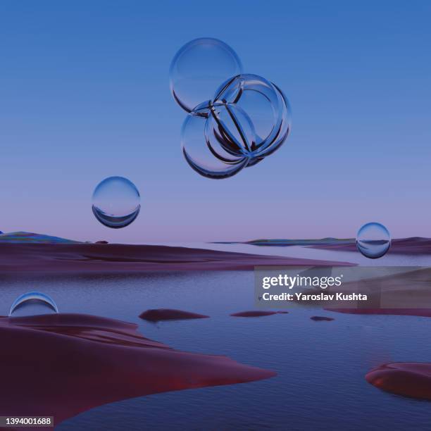 landscape bubbles - surreal stock-fotos und bilder