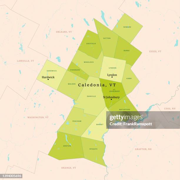 vt caledonia vector map green - connecticut river stock illustrations