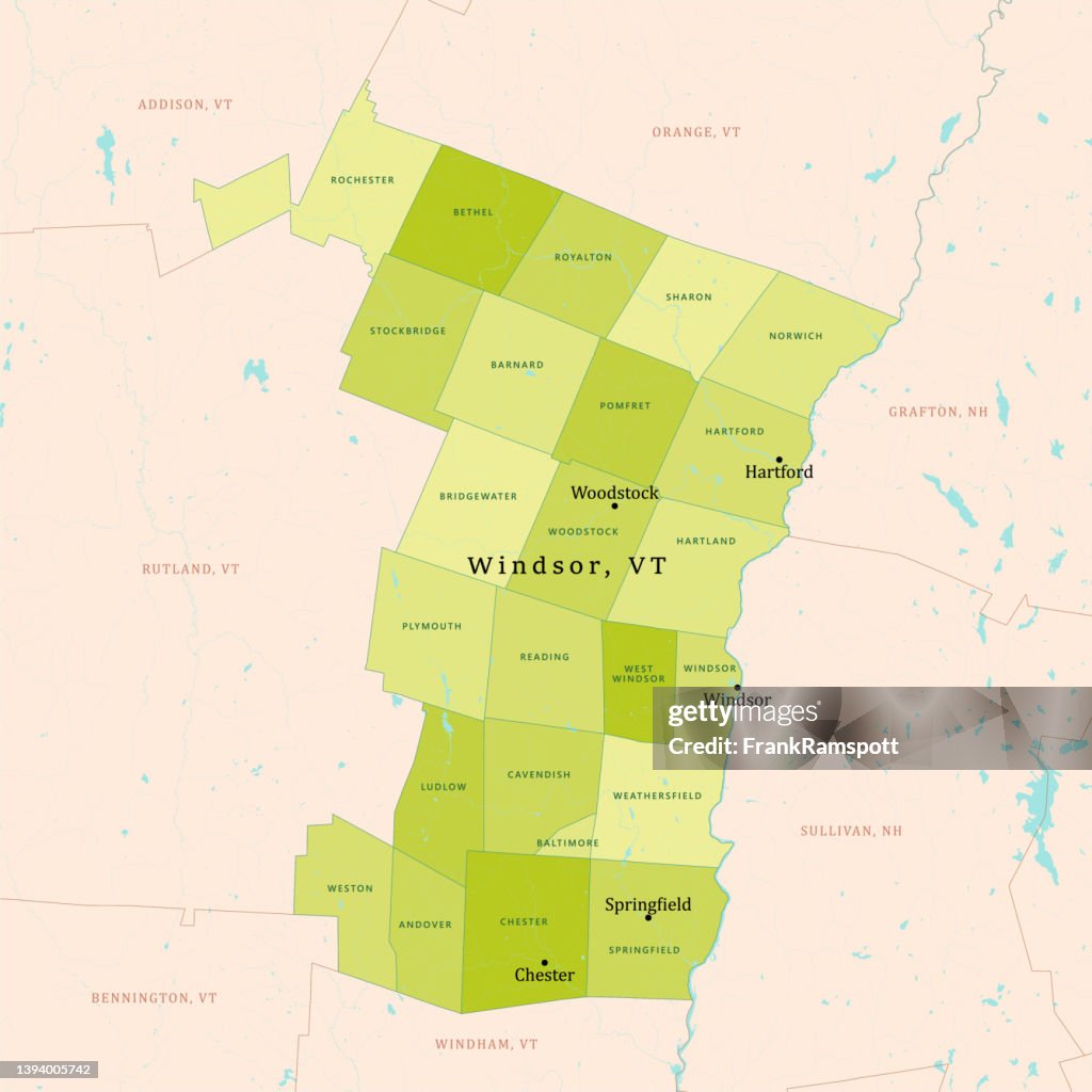 VT Windsor Vector Map Green