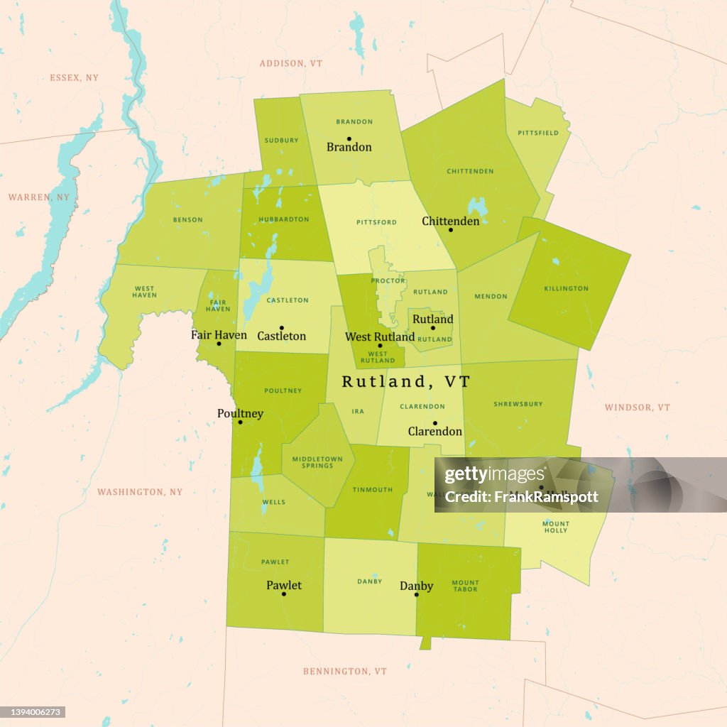 VT Rutland Vector Map Green