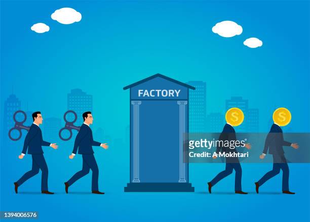 working in the factory, productivity, routine... - minimum wage stock illustrations