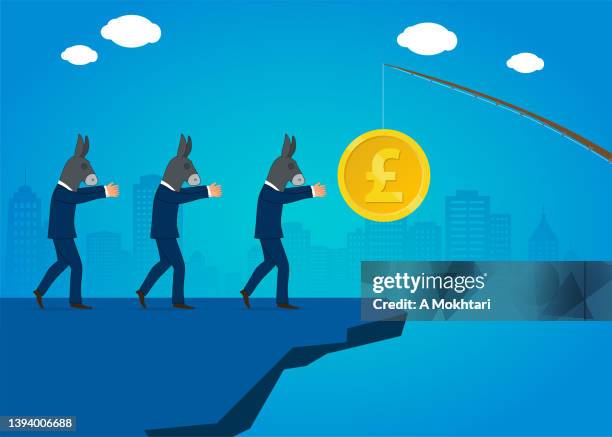 pursuit of dreams, wealth and money, the pound sterling. - bright future concept stock illustrations