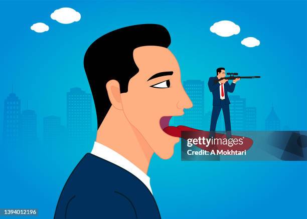 aggressive speech - sniper stock illustrations
