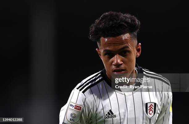 Fábio Carvalho of Fulham looks on during the Sky Bet Championship match between Fulham and Nottingham Forest at Craven Cottage on April 26, 2022 in...