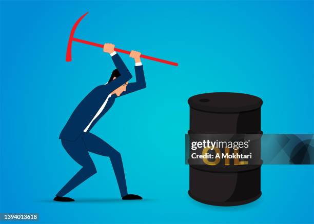 ilustraciones, imágenes clip art, dibujos animados e iconos de stock de el hombre y el petróleo - hacha pequeña