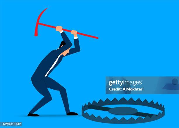 stockillustraties, clipart, cartoons en iconen met homme pris au piège - pitfall