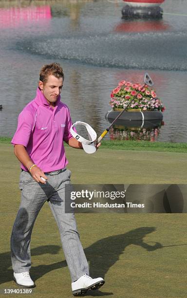 Jbe Kruger of South Africa wins the Avantha Masters 2012 at the Golf and Country club on February 19, 2012 in Gurgoan, India. The South African...