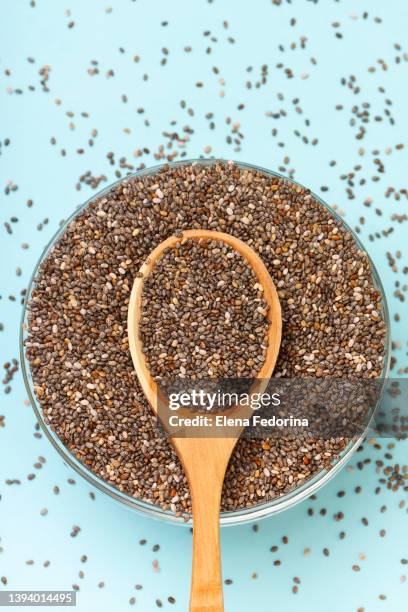 chia seeds in a glass jar. - magnesium stock pictures, royalty-free photos & images