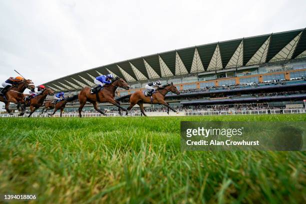 Ryan Moore riding Grande Dame win The Naas Racecourse Royal Ascot Trials Day British EBF Fillies' Conditions Stakes at Ascot Racecourse on April 27,...