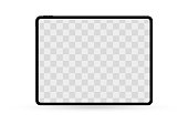 Vector tablet mockup with transparent screen isolated on white background