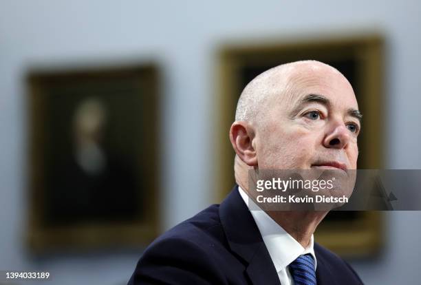 Homeland Security Secretary Alejandro Mayorkas testifies before a House Appropriations Subcommittee on April 27, 2022 in Washington, DC. Mayorkas...