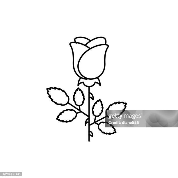 cute flower icon in flat design - rose - rose line stock illustrations