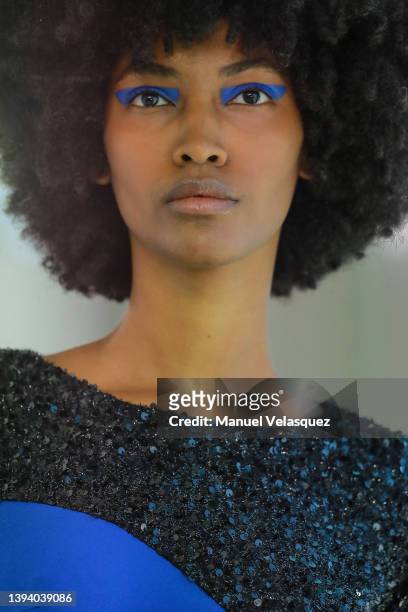 Model walks the runway during the Benito Santos show as part of the Mercedes-Benz Fashion Week Mexico 2022 day three at Sofitel Mexico City Reforma...