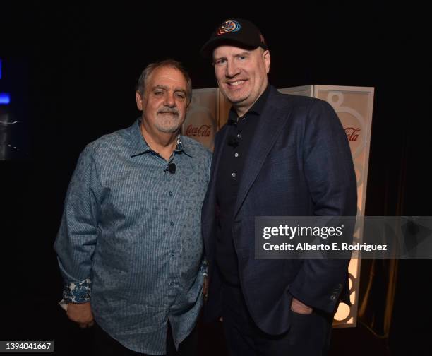 Producer Jon Landau and Kevin Feige, President of Marvel Studios, attend CinemaCon 2022 - The Walt Disney Studios Motion Pictures Presentation at The...