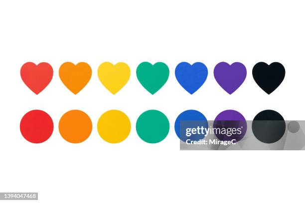 adhesive rainbow colored label stickers set on white background - colors of rainbow in order 個照片及圖片檔