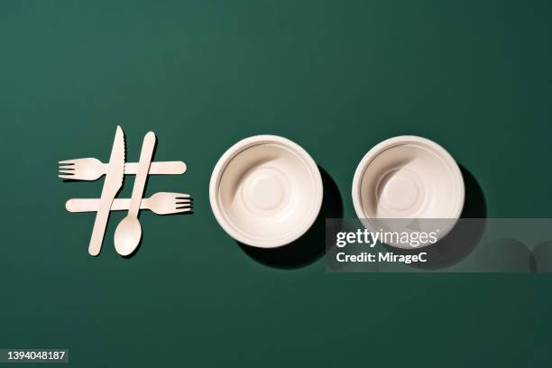 hashtag composed of plastic free disposable tableware - excess icon stock pictures, royalty-free photos & images