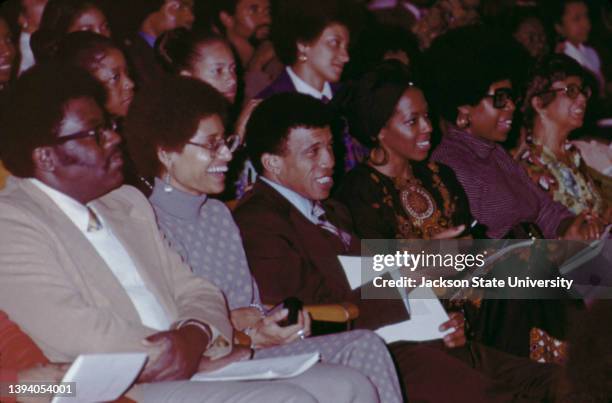 Mari Evans and Paula Giddings sitting in the audience at The Phillis Wheatley Poetry Festival.