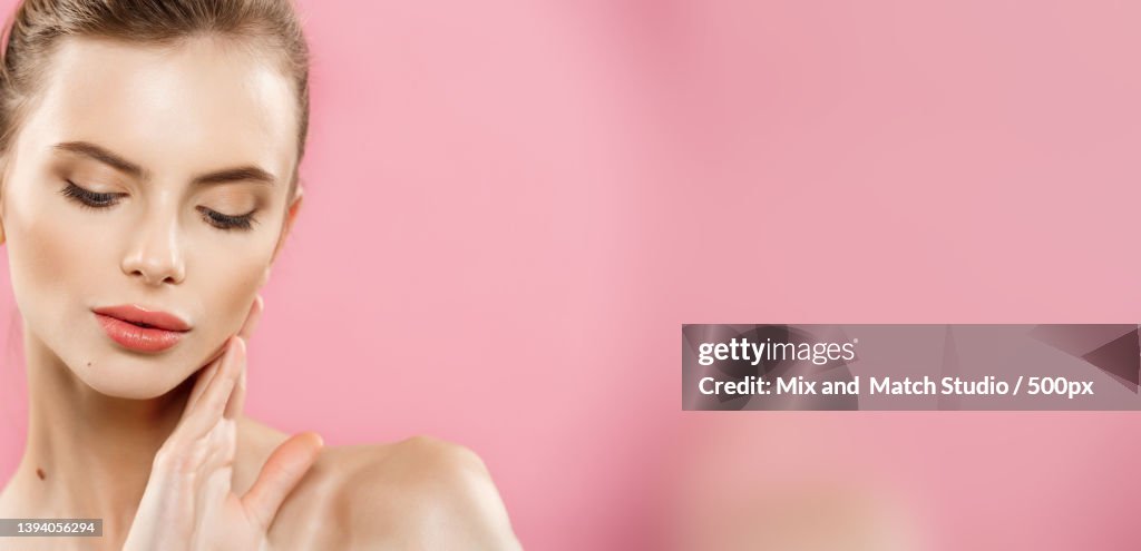 Beauty skin Concept - Beautiful Young Caucasian Woman with Clean Fresh