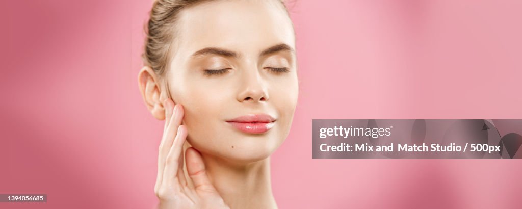 Beauty skin Concept - Beautiful Young Caucasian Woman with Clean Fresh