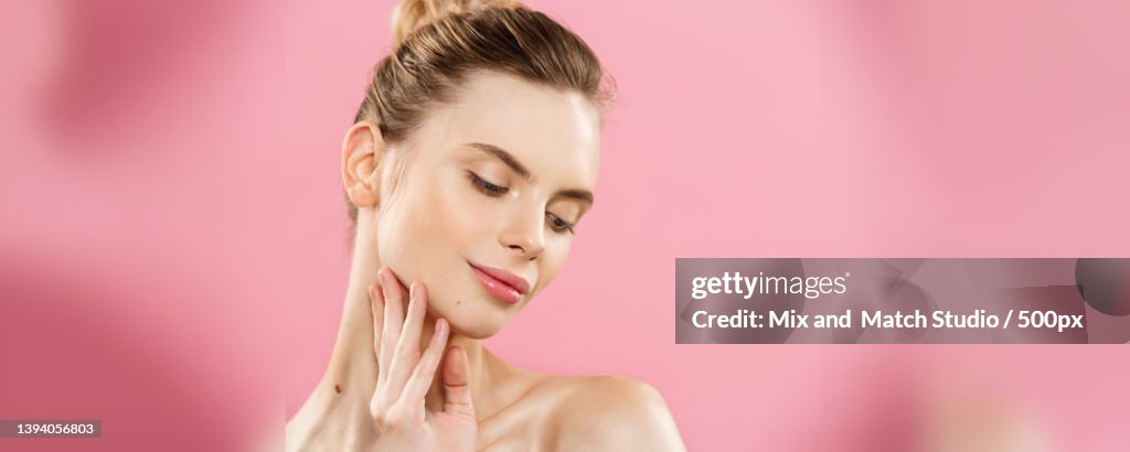 Beauty skin Concept - Beautiful Young Caucasian Woman with Clean Fresh
