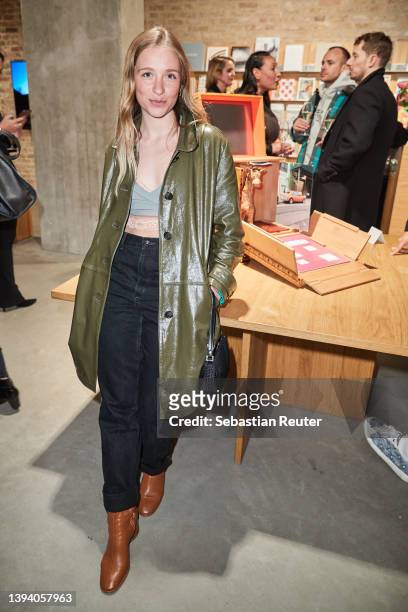 Lena Klenke attends the Johannes Wohnseifer X MCM Edition Launch during the Gallery Weekend Berlin at König Galerie on April 27, 2022 in Berlin,...