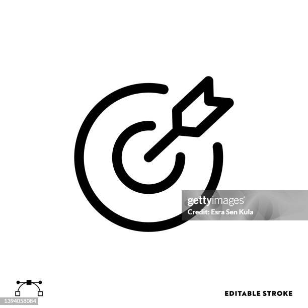 illustrazioni stock, clip art, cartoni animati e icone di tendenza di design dell'icona di destinazione con tratto modificabile. adatto per la progettazione di pagine web, app mobili, interfaccia utente, ux e gui. - focus