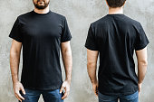 A man in a black T-shirt