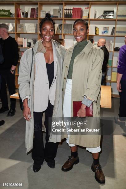 Azama Bashir and Aza Bashir attend the Johannes Wohnseifer X MCM Edition Launch during the Gallery Weekend Berlin at König Galerie on April 27, 2022...