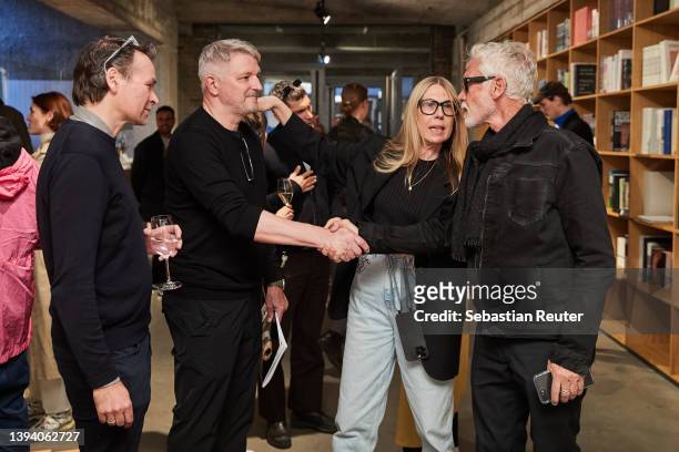 Designer Johannes Wohnseifer, Dirk Schoenberger, Angelika Taschen and guest attend the Johannes Wohnseifer X MCM Edition Launch during the Gallery...