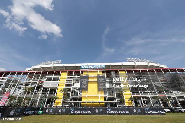 Outside view of Camping World Stadium prior the friendly match between Mexico and Guatemala on April 27, 2022 in Orlando, Florida.