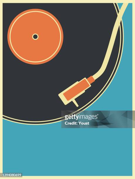 illustrations, cliparts, dessins animés et icônes de affiche de platine vinyle vintage de musique rétro dans le style rétro desigh. disco party années 60, 70, 80. - platine de disque vinyle