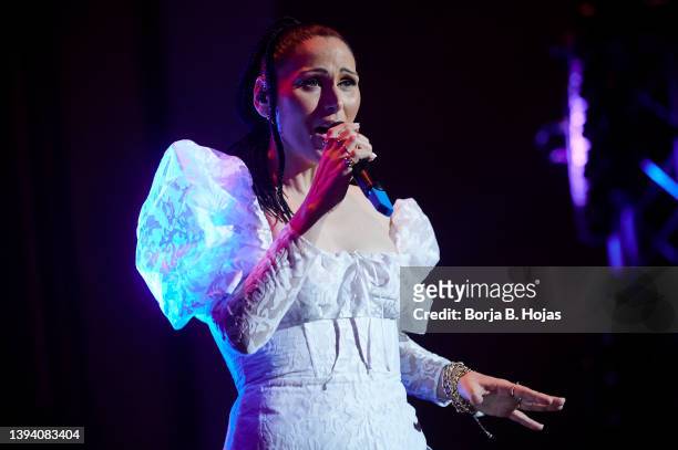 Singer Rosa Lopez performs on stage at Callao Cinema on April 27, 2022 in Madrid, Spain.
