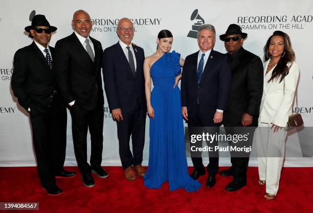 Jimmy Jam, Harvey Mason jr., Rep. Ted Deutch, Sofia Carson, Rep. Michael McCaul, Terry Lewis, and Valeisha Butterfield Jones attend the GRAMMYs On...