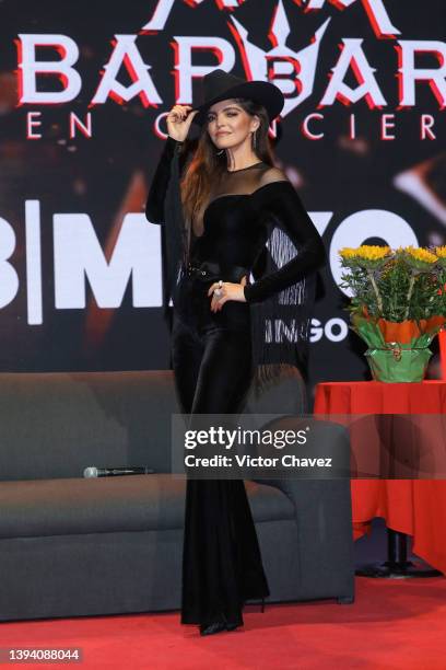 Singer Ana Bárbara attends a press conference to promote her tour "Pedazos De Mi Alma" at Lunario del Auditorio Nacional on April 27, 2022 in Mexico...