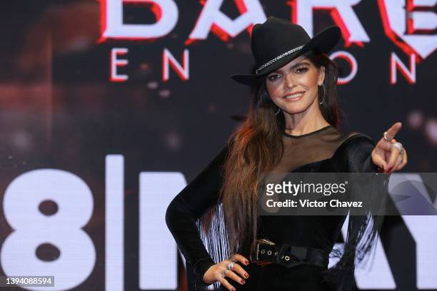 Singer Ana Bárbara attends a press conference to promote her tour "Pedazos De Mi Alma" at Lunario del Auditorio Nacional on April 27, 2022 in Mexico...