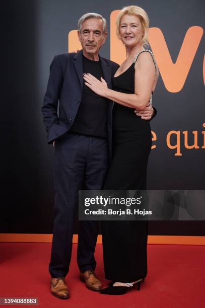 Imanol Arias and Ana Duato attends to the 'Cuentame Como Paso' photocall at Callao Cinema on April 27, 2022 in Madrid, Spain.