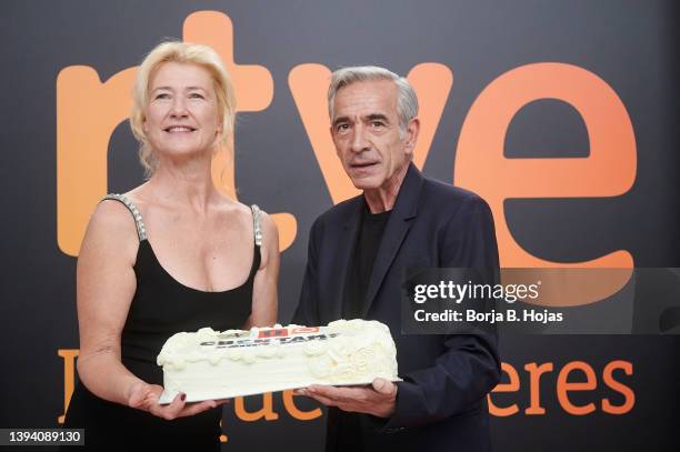 Ana Duato and Imanol Arias attends to the 'Cuentame Como Paso' photocall at Callao Cinema on April 27, 2022 in Madrid, Spain.