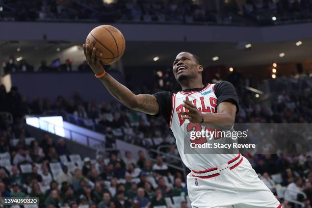 Javonte Green of the Chicago Bulls drives to the basket in the first quarter during Game Five of the Eastern Conference First Round Playoffs against...