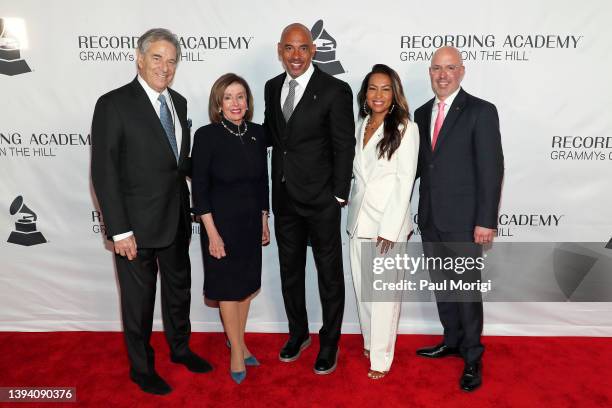 Paul Pelosi, Speaker Nancy Pelosi, Harvey Mason jr., Valeisha Butterfield Jones, and Todd Dupler attend the GRAMMYs On The Hill Awards Dinner at The...